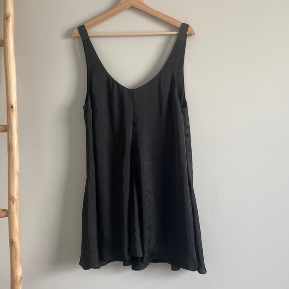 Free people satin black mini dress Sz small nwt - Picture 1 of 6